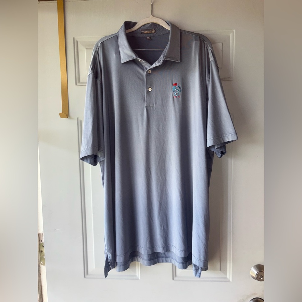 Peter Millar Summer Comfort gray polo golf shirt size XXL